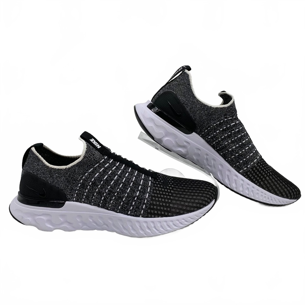 Nike Black White React Phantom Run Flyknit 2!Sneakers | Womens 8